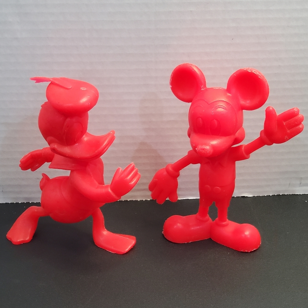 Louis Marx & Co Walt Disney Plastic Mickey & Donald Figures L👀K Vintage 1971 👀